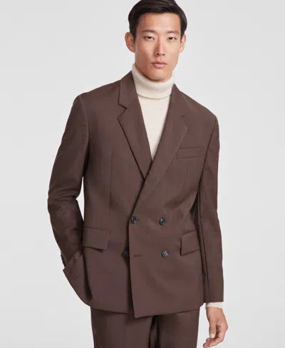 Hugo Boss Hugo By  Men's Modern-fit Solid Wool Suit Separate Double-breasted Jacket In Med Brown