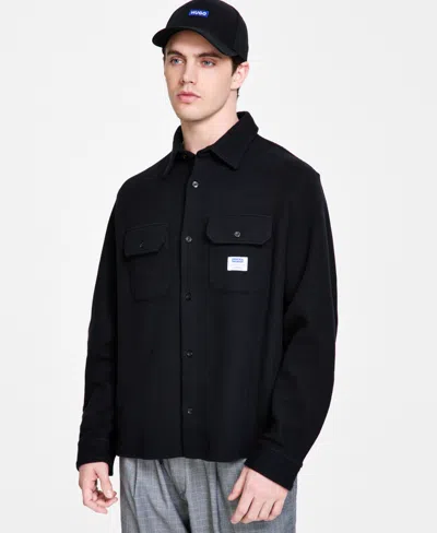 Hugo Boss Hugo By  Men's Oversized-fit Shirt Jacket In Black