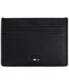 Hugo Boss Faux-leather Card Holder With Signature Stripe In Black