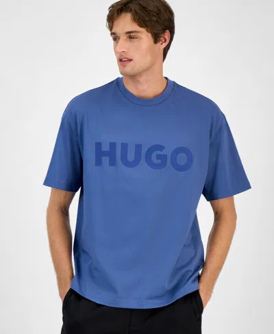 Hugo Boss Hugo By  Men's Reflective Logo T-shirt In Blue