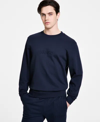 Hugo Boss Hugo By  Men's Regular-fit Dankobi Embossed Logo Sweatshirt In Navy