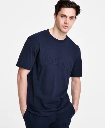 Hugo Boss Hugo By  Men's Relaxed-fit Detori Logo T-shirt In Navy