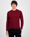 Hugo Boss Boss Botton Virgin Wool Crewneck Sweater In Burgundy