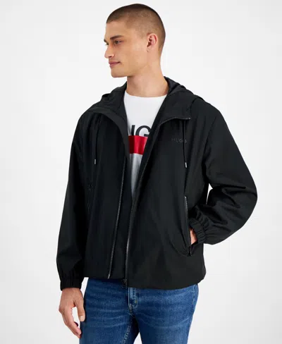 Hugo Boss Hugo By  Men's Slim-fit Lightweight Hooded Water-repellent Windbreaker Jacket In Black