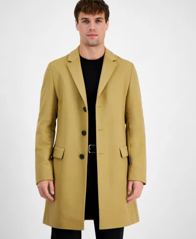 Hugo Boss Hugo By  Men Slim-fit Wool Blend Overcoat In Medium Beige