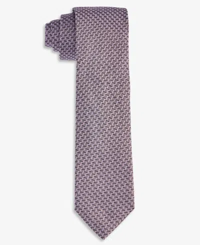 Hugo Boss Hugo By  Men's Slim-fit Grid Pattern Tie In Navy Light Pink White