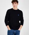 Hugo Boss Ribbed-cotton Sweater With Logo Badge In Black