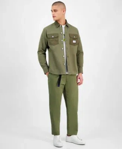 Hugo Boss Hugo By  Mens Ebrido Relaxed Fit Long Sleeve Button Front Shirt Jacket Logo Graphic T Shirt In White