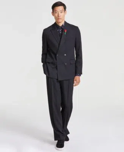 Hugo Boss Hugo By  Mens Modern Logo Print Double Breasted Suit Separates In Black