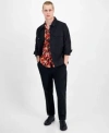 Hugo Boss By  Mens Oversized Fit Shirt Jacket Straight Fit Printed Button Down Shirt Tapered Fit Chin In Black