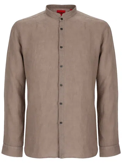 Hugo Boss Hugo Camicia In Lino In Neutral