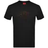 Hugo Boss Cotton-jersey T-shirt With Geometric Logo Embroidery In Black
