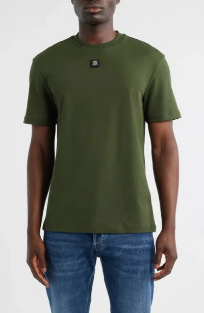 Hugo Boss Hugo Dalile Logo Badge Cotton T-shirt In Green