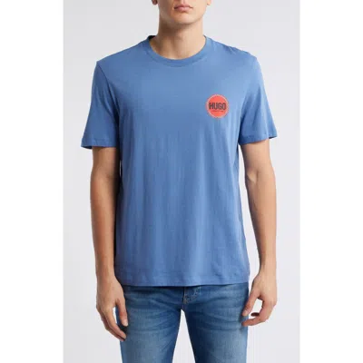 Hugo Boss Hugo Danetchorb Logo Graphic T-shirt In Open Blue