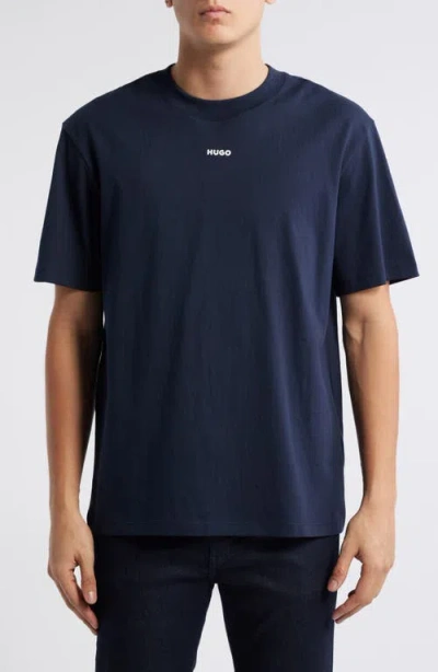 Hugo Boss Hugo Dapolino Logo T-shirt In Dark Blue