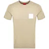 Hugo Boss Cotton-jersey T-shirt With Curved-logo Print In Nude