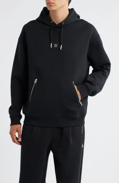Hugo Boss Hugo Dargen Knit Pullover Hoodie In Black