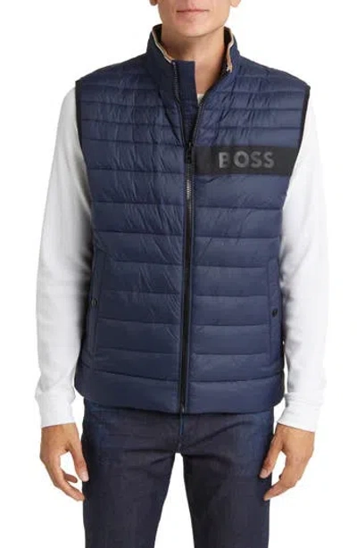 Hugo Boss Hugo Darolan Water Repellent Quilted Vest In Blue