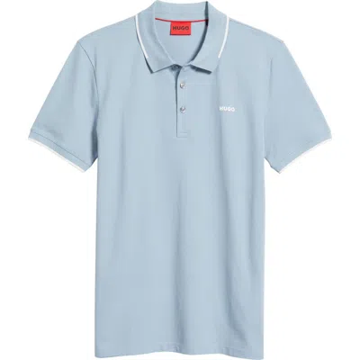 Hugo Boss Hugo Dino Tipped Polo In Open Blue