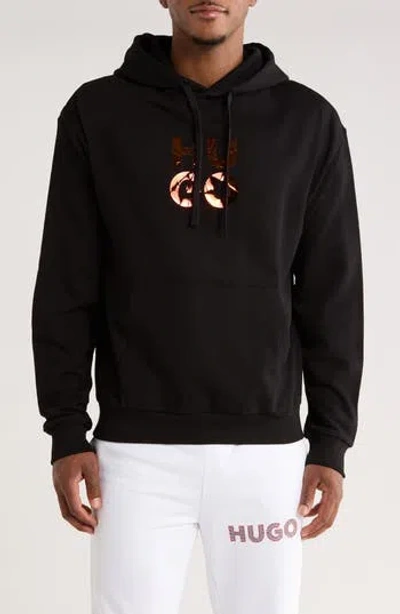 Hugo Boss Hugo Diridood Graphic Hoodie In Black