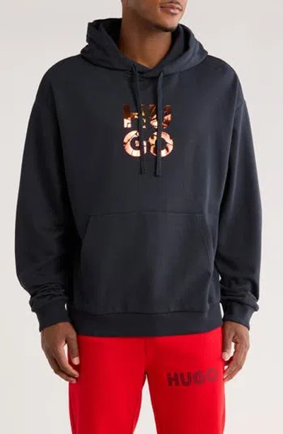 Hugo Boss Hugo Diridood Graphic Hoodie In Blue