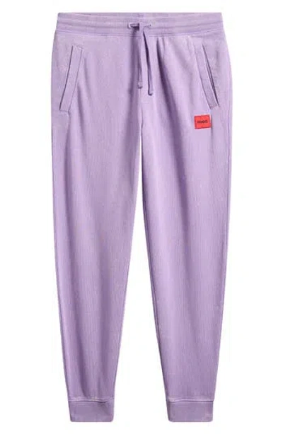 Hugo Boss Hugo Doak Logo Patch Knit Joggers In Purple