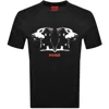 Hugo Boss Mens Black Graphic-print Short-sleeve Cotton T-shirt Xl In Black