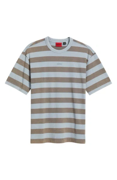 Hugo Boss Hugo Dockoe Stripe Cotton T-shirt In Open Blue