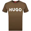 Hugo Boss Hugo Dulivio Crew Neck T Shirt Brown In Brown