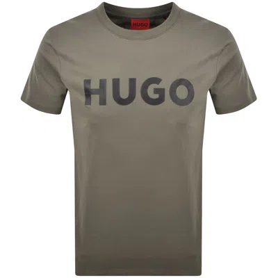 Hugo Boss Hugo Dulivio Crew Neck T Shirt Grey In Green