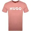Hugo Boss Hugo Dulivio Logo T Shirt Pink In Pink