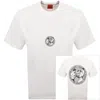 Hugo Boss Hugo Dwresto Crew Neck T Shirt Off White In Gray