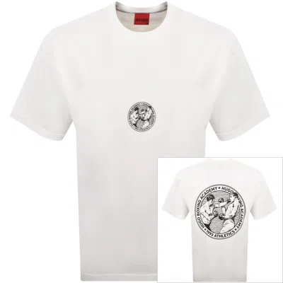 Hugo Boss Hugo Dwresto Crew Neck T Shirt Off White In Gray