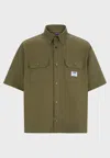 Hugo Boss Loose-fit Shirt In Cotton Twill With Logo Patch In Green