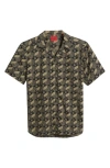 Hugo Boss Relaxed-fit Shirt In Cotton With Geometric-logo Print In Black