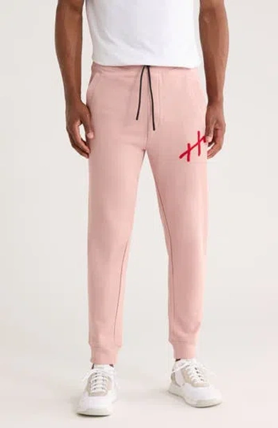 Hugo Boss Hugo Embroidered Logo Knit Joggers In Pink