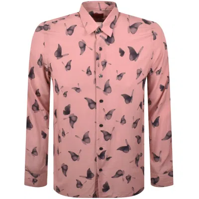 Hugo Boss Soft Emero Fluttering Butterfly Shirt In Pink