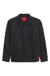 Hugo Boss Oversize-fit Overshirt In Cotton Gabardine In Black
