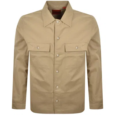 Hugo Boss Hugo Epoldo Overshirt Jacket Beige In Brown