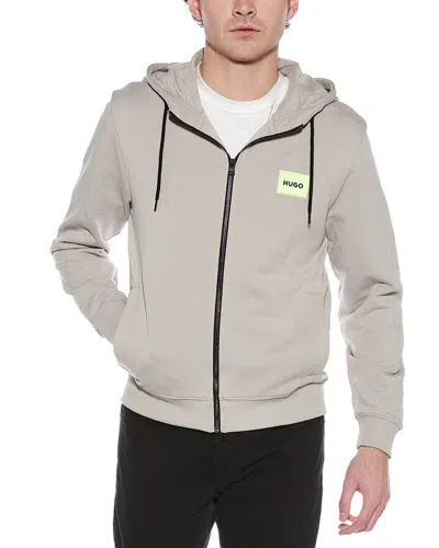 Hugo Boss Logo-patch Zip-up Hoodie In Grey