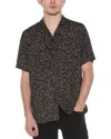 Hugo Boss Ellino Logo Print Relaxed Fit Button Down Camp Shirt In Black