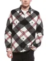 Hugo Boss Hugo Enalu Diamond Plaid Fleece Shirt Jacket In Black