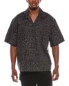 Hugo Boss Oversized-fit Shirt In Seasonal-print Cotton Poplin In Black
