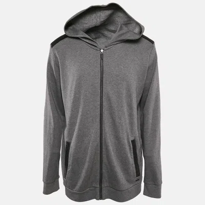 Pre-owned Hugo Boss Hugo  Grey Cotton Knit Hooded Zip-up Dellagio Jacket Xxl