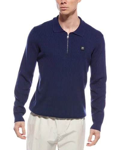 Hugo Boss Hugo  Knit Wool-blend 1/4-zip In Blue