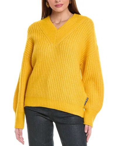 Hugo Boss Sesamia Wool & Alpaca-blend Pullover In Yellow