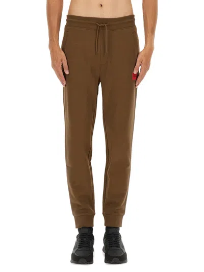 Hugo Boss Hugo Jogger Pants With Logo Label In Brown