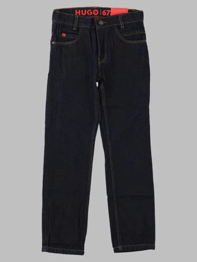 Hugo Boss Hugo Kids Cotton Denim Pants In Black