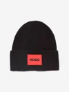 Hugo Boss Hugo Kids Knitted Logo Beanie Hat In Black