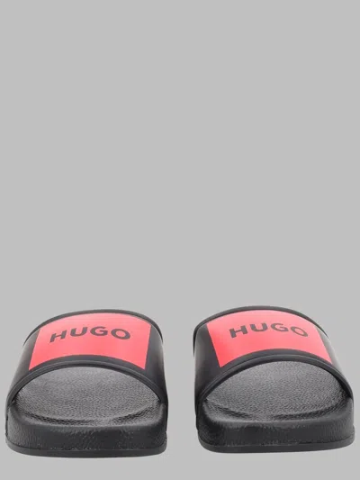 Hugo Boss Hugo Kids Logo Slide Sandals In Black